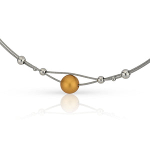 Halskette mit kleinen Kugeln und warmgoldfarbener Kugel C274G