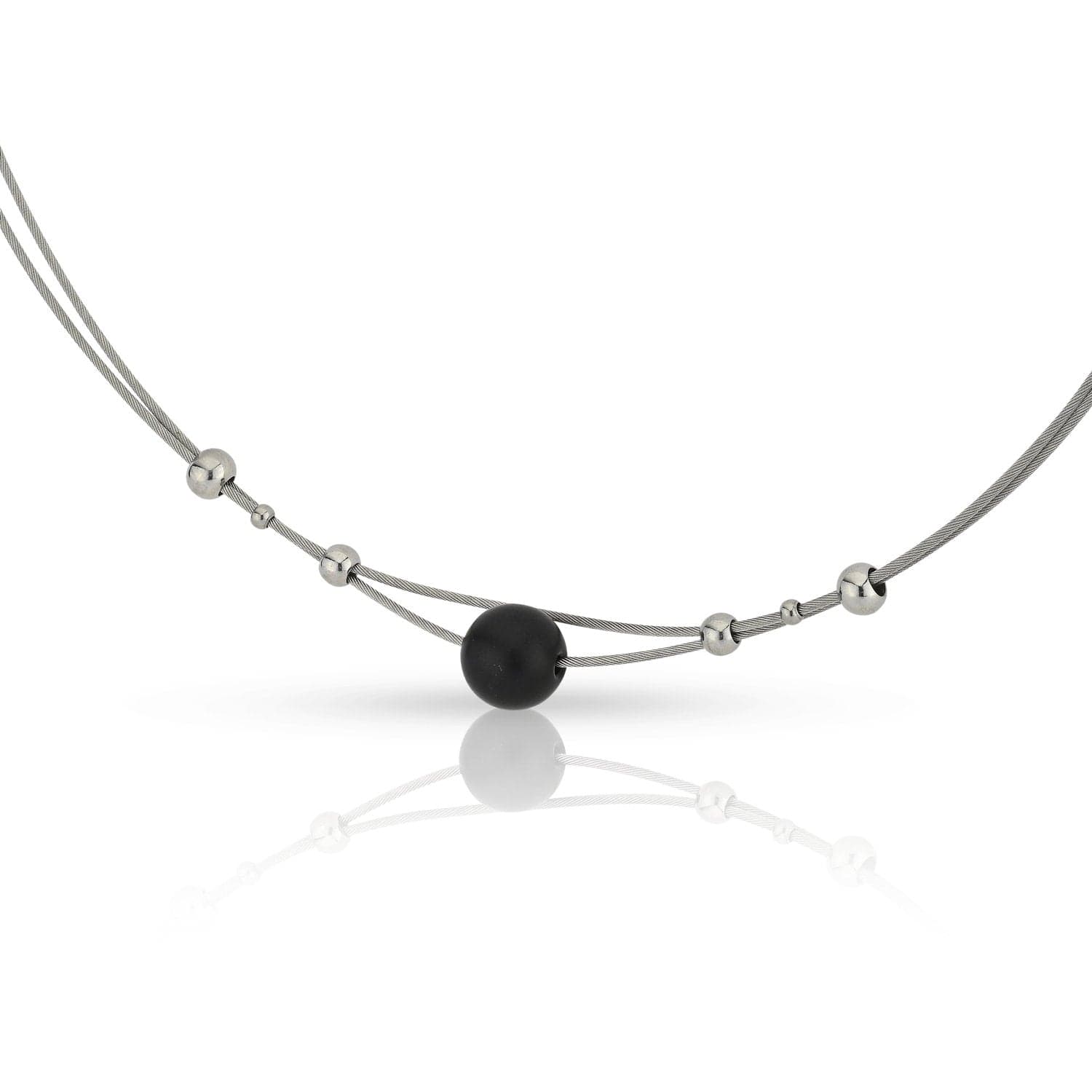 Halskette kleine Kugeln und schwarze Kugel C274Z