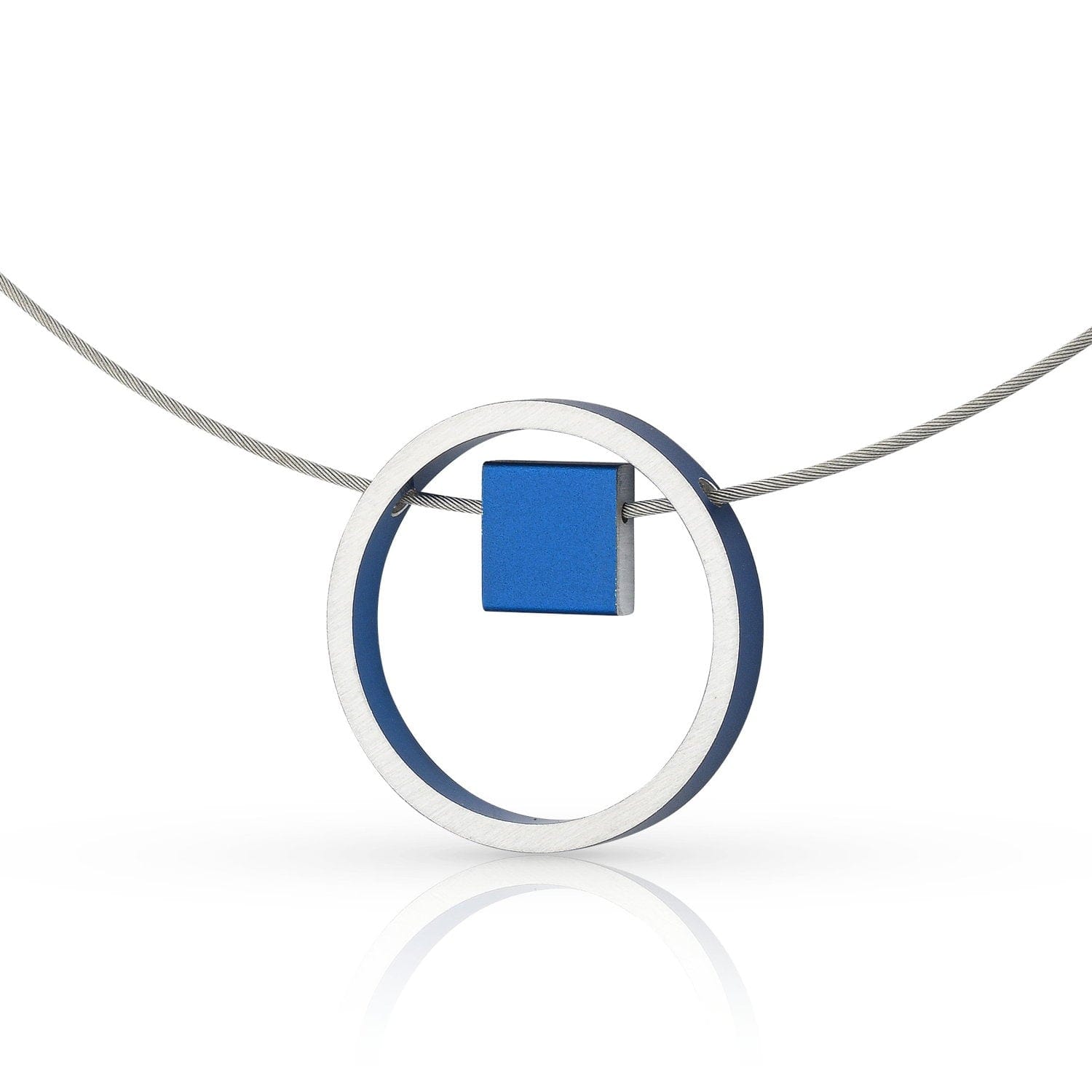 Halskette EVY Blauer Ring mit Quadrat | C277B