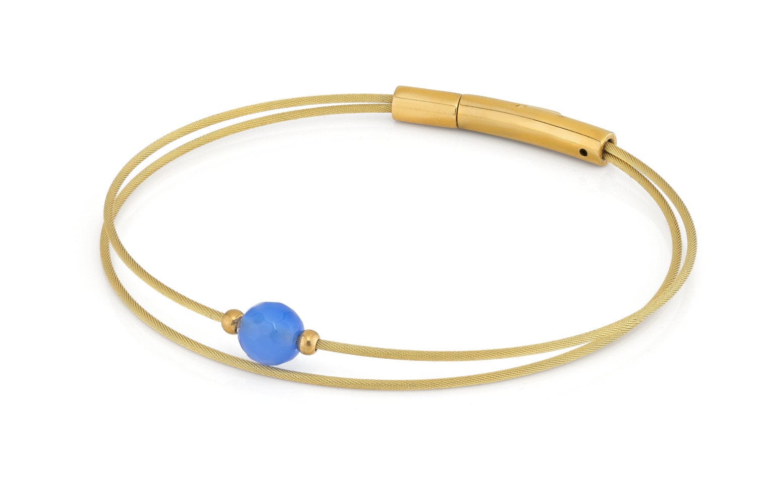 Thinking of You Edelsteinarmband blauer Achat goldfarben