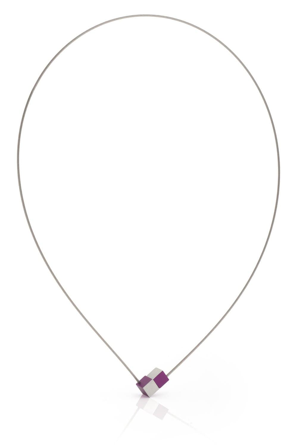 Collier Twee kubusjes C205P paars
