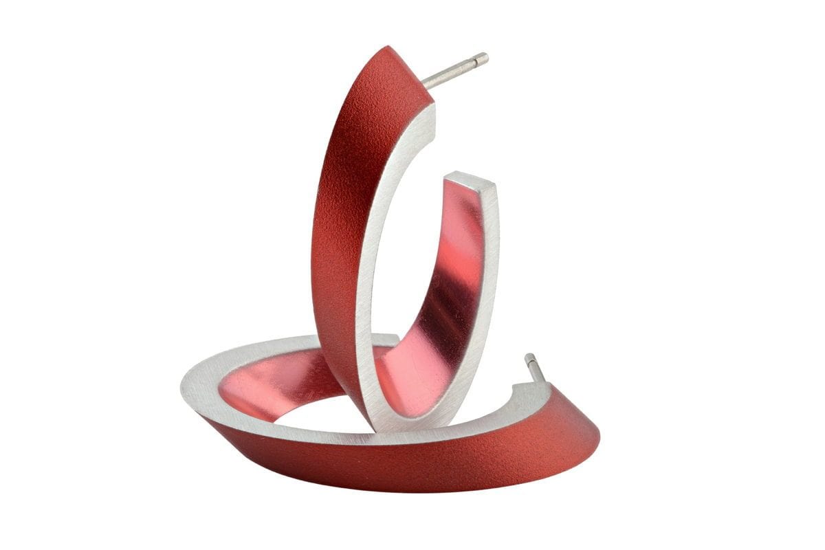 Oval hoop earrings OLIVIA in red | handmade | CLIC by Suzanne